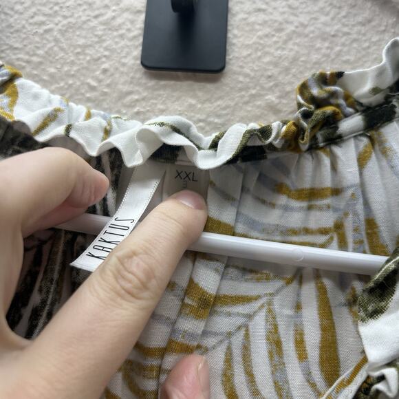 Kaktus Dress Sz XXL Tiered Floral Maxi Cottagecore Tropical Boho Vacation Green - Picture 7 of 7